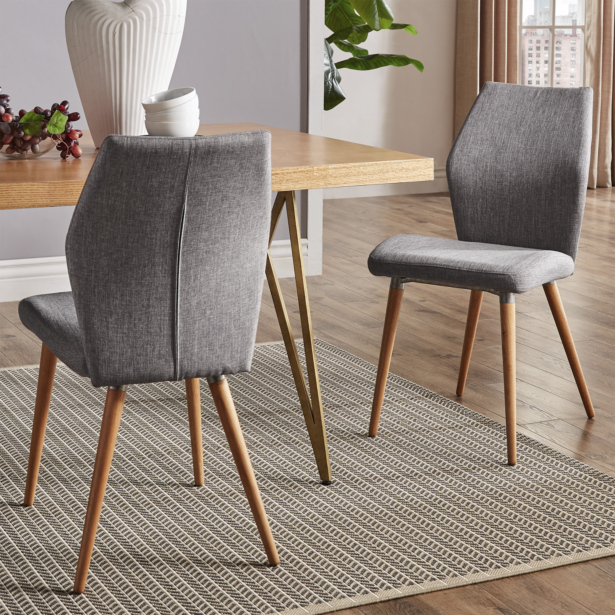 Contoured Upholstered Dining Chairs (Set of 2)