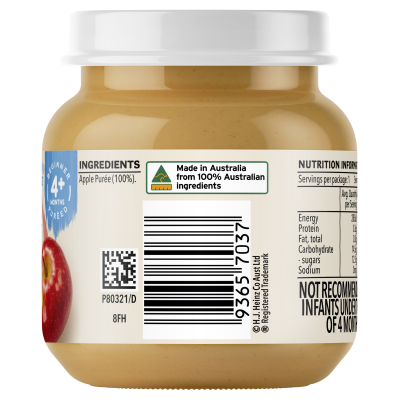  Heinz® Apple Baby Food Jar 4+ months 110g 