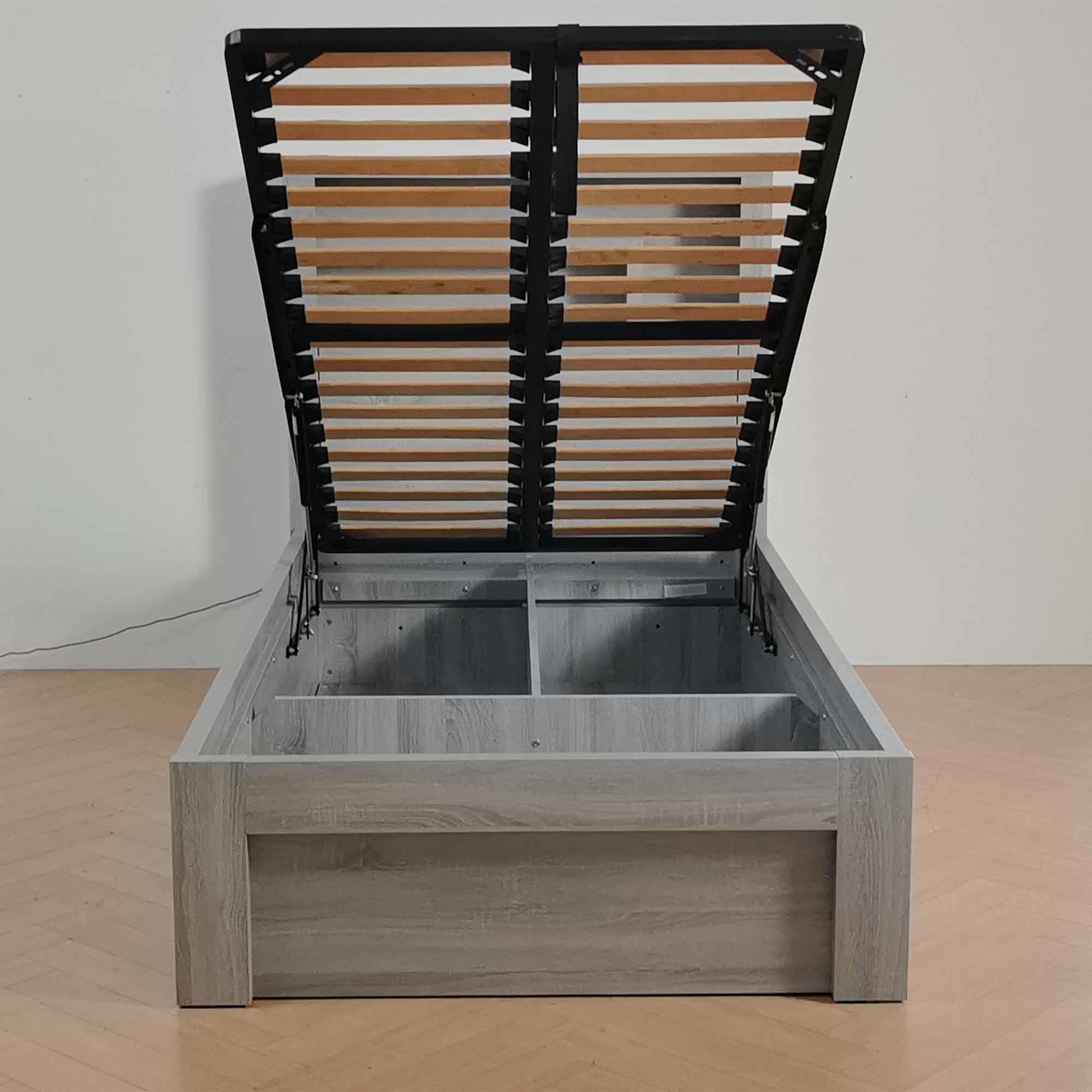 Product image of the  Bellevue Bed Frame, Front Slat Gas Lift Base, Cement Grey from Forty Winks