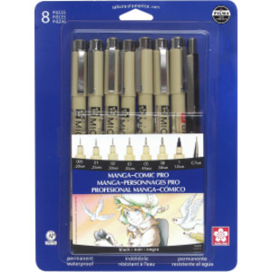 Pigma Manga Comic Pro Drawing Kit, 8-Piece Set