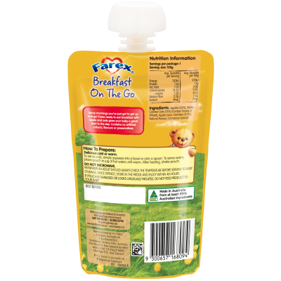  Farex® Breakfast On The Go Apple & Oatmeal 6+ Months 120g 