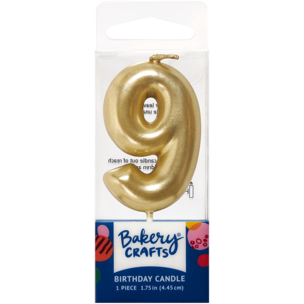 9 Mini Gold Numeral Candles