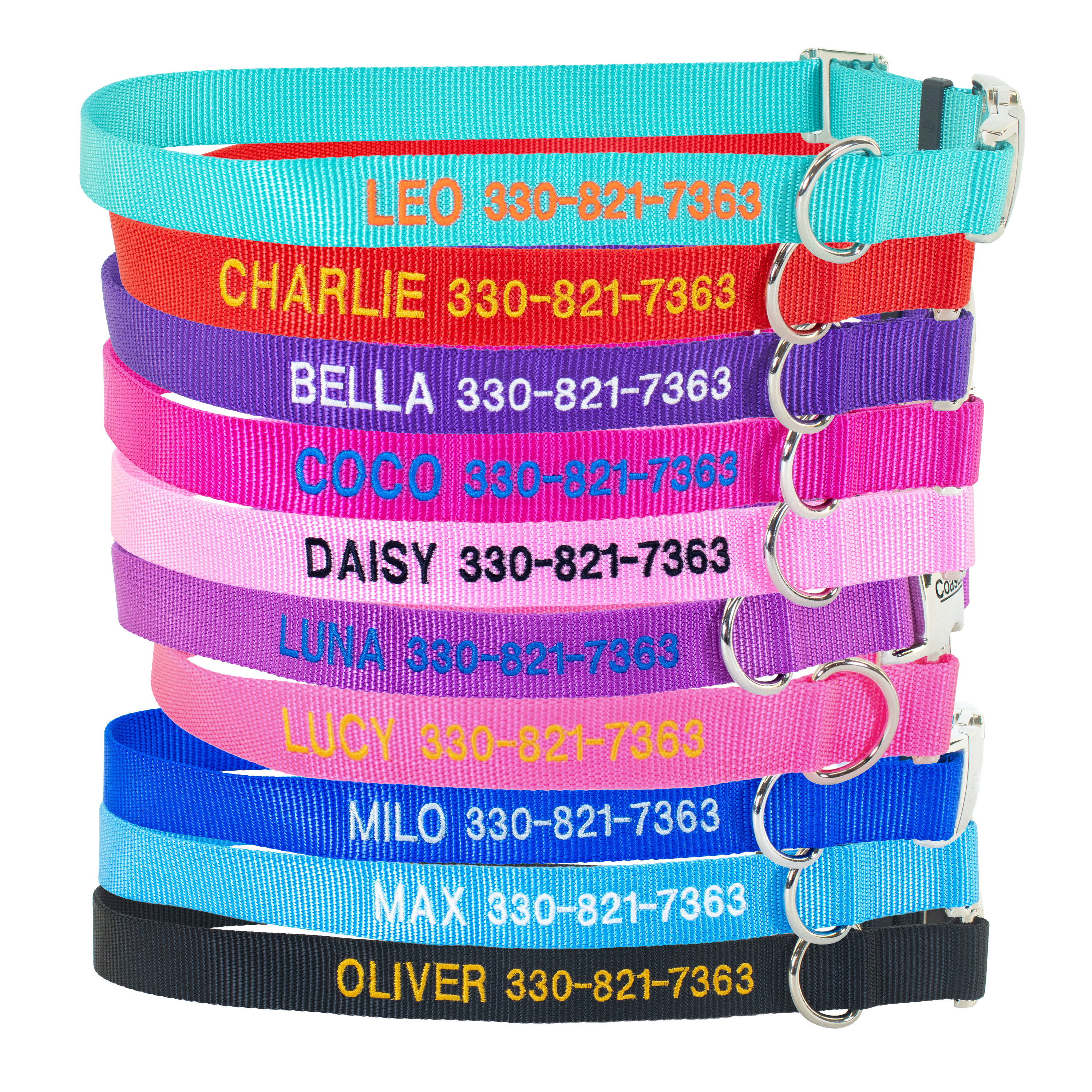 Coastal Adjustable Dog Collar with Metal Buckle - Personalized