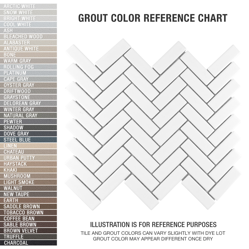 Metro Brick Herringbone Matte White 10-5/8 in. x 12-1/2 in. Porcelain Mosaic Tile