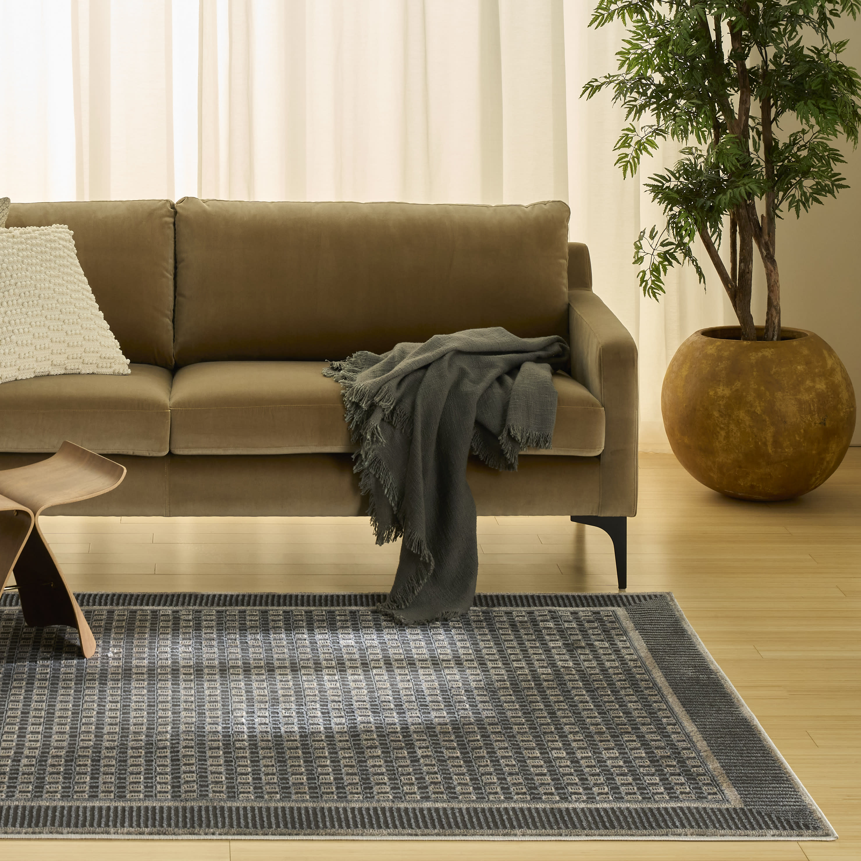 Nourison Nordic 5' x 7' Black Taupe Art Deco Indoor Rug