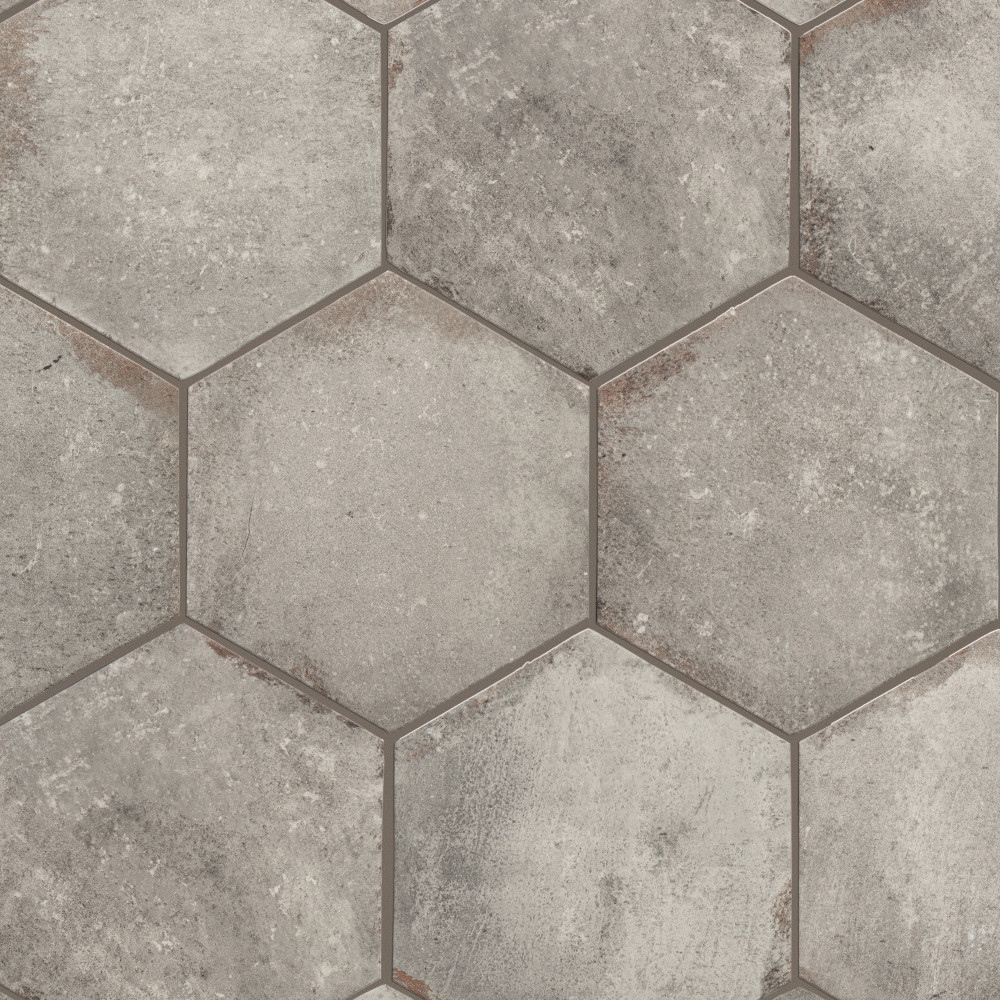 D’Anticatto Hex Grigio 11 in. x 12-3/4 in. Porcelain Floor and Wall Tile