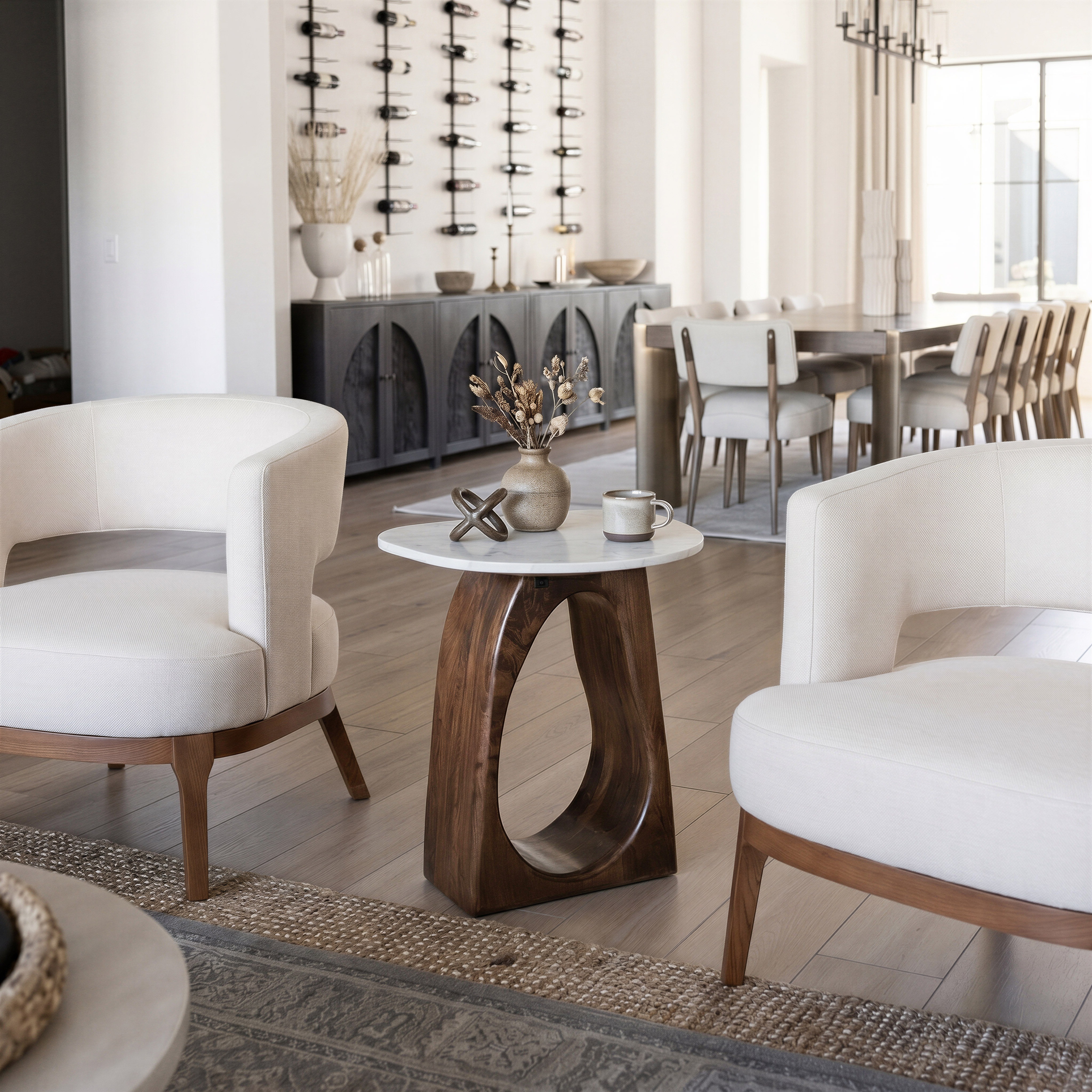 Vara Side Table White & Walnut product image