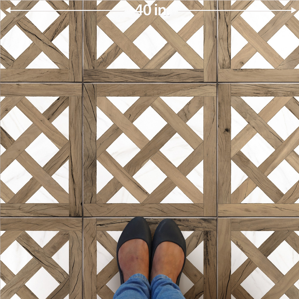 Kings Forest Lattice Calcatta Mix 17-5/8 in. x 17-5/8 in. Ceramic Floor and Wall Tile