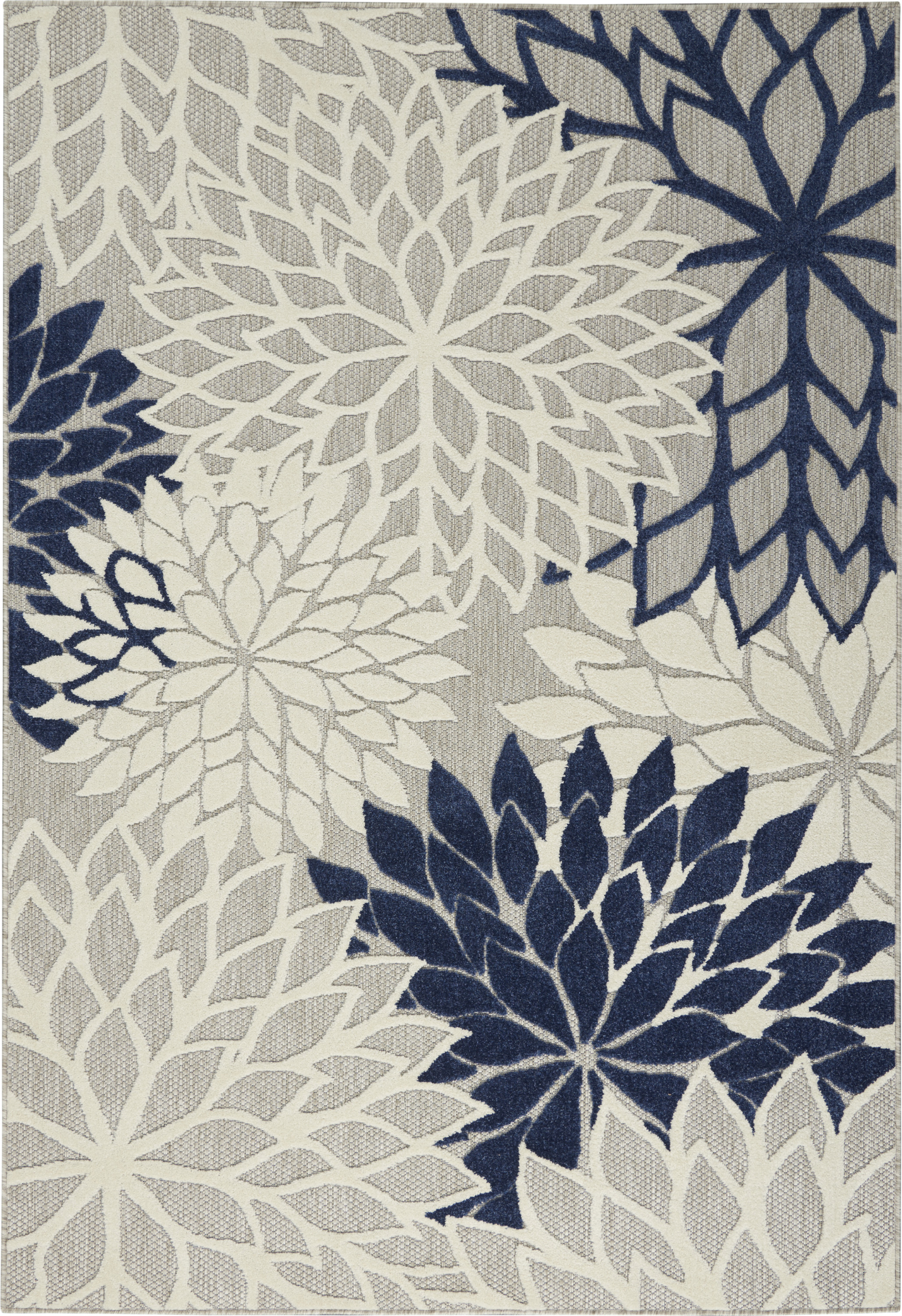 Nourison Aloha 6' x 9' Ivory Navy Tropical Rug