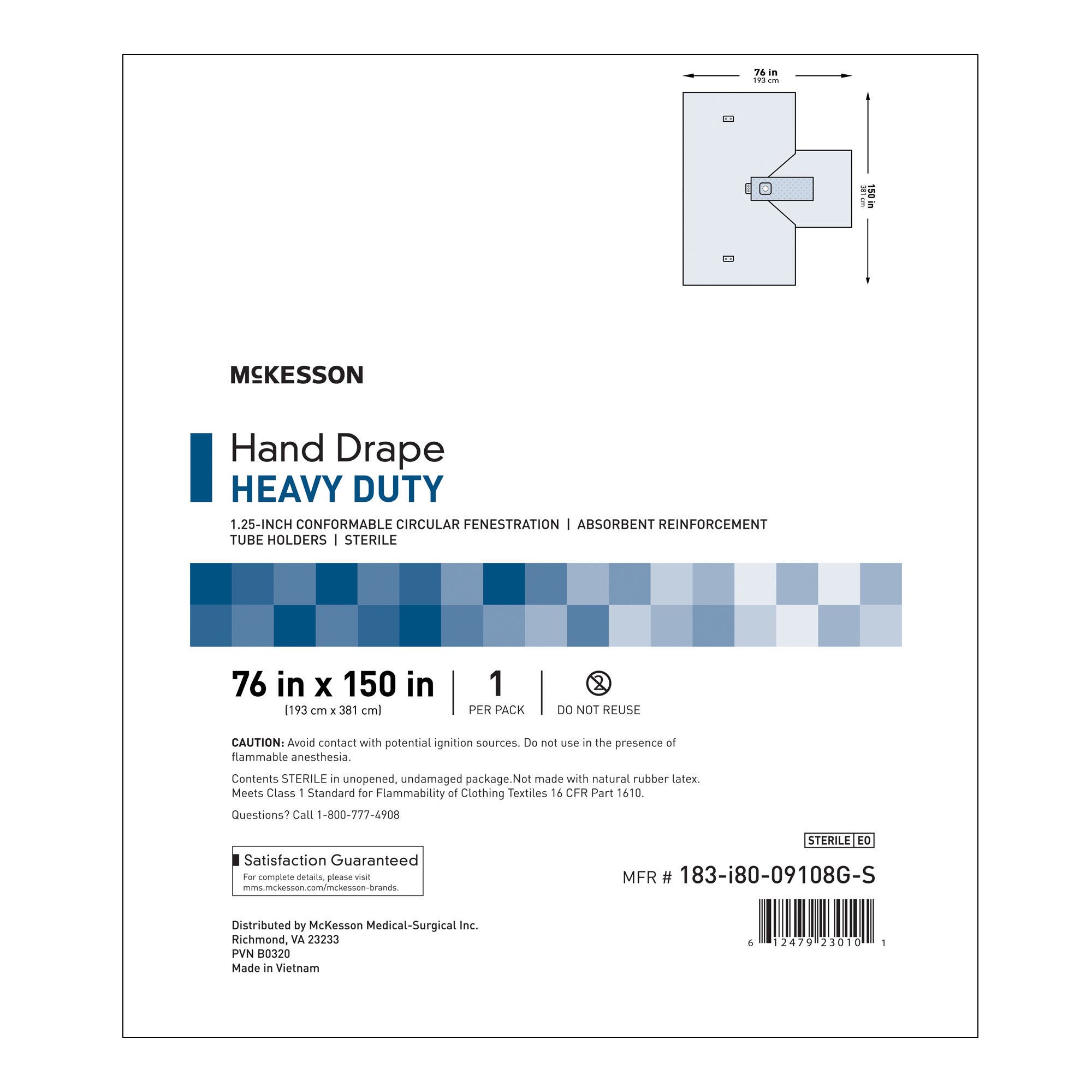 McKesson Sterile Hand Drape, 114 x 150 Inch