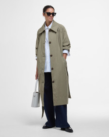Garbo Showerproof Trench Coat Dusky Green/Rosemary Tartan