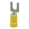 Pan-Term® PV10-10F-L Fork Terminal, Yellow, Vinyl, 10-14 AWG, #10 Stud, PK50