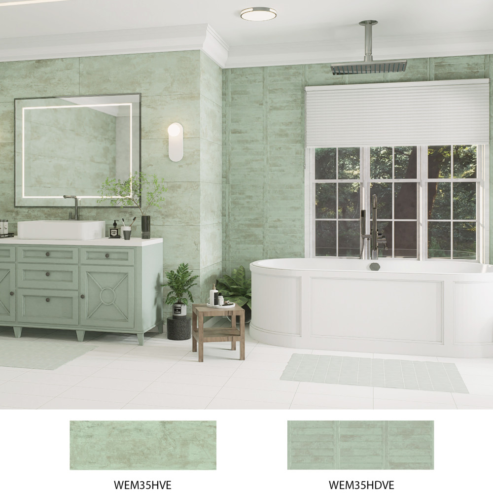 Habanera Decor Verde 11-7/8 in. x 35-1/2 in. Ceramic Wall Tile