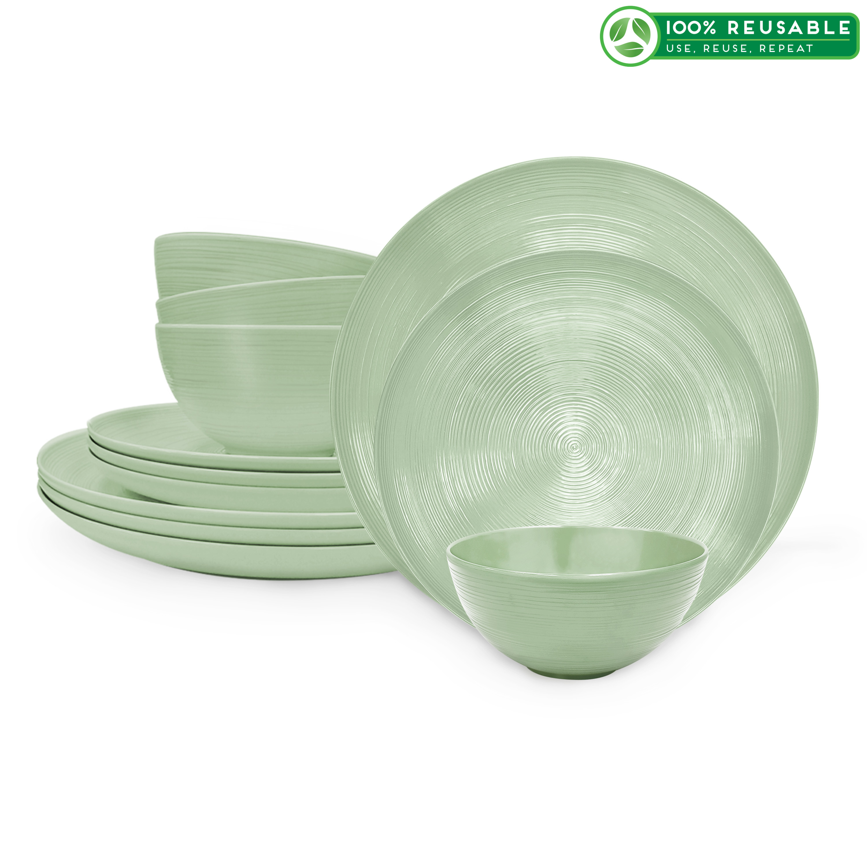 American Conventional Plate & Bowl Sets, Sage, 12-piece set slideshow image 1 American Conventional Plate & Bowl Sets, Sage, 12-piece set slideshow image 1