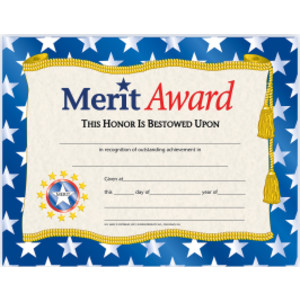 Merit Award Certificate, 8.5" x 11", Pack of 30
