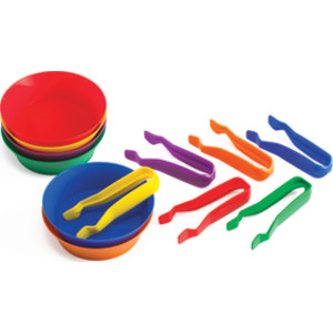 Sorting Bowls & Tweezers - Set of 12 - 18m+ - 6 Colors