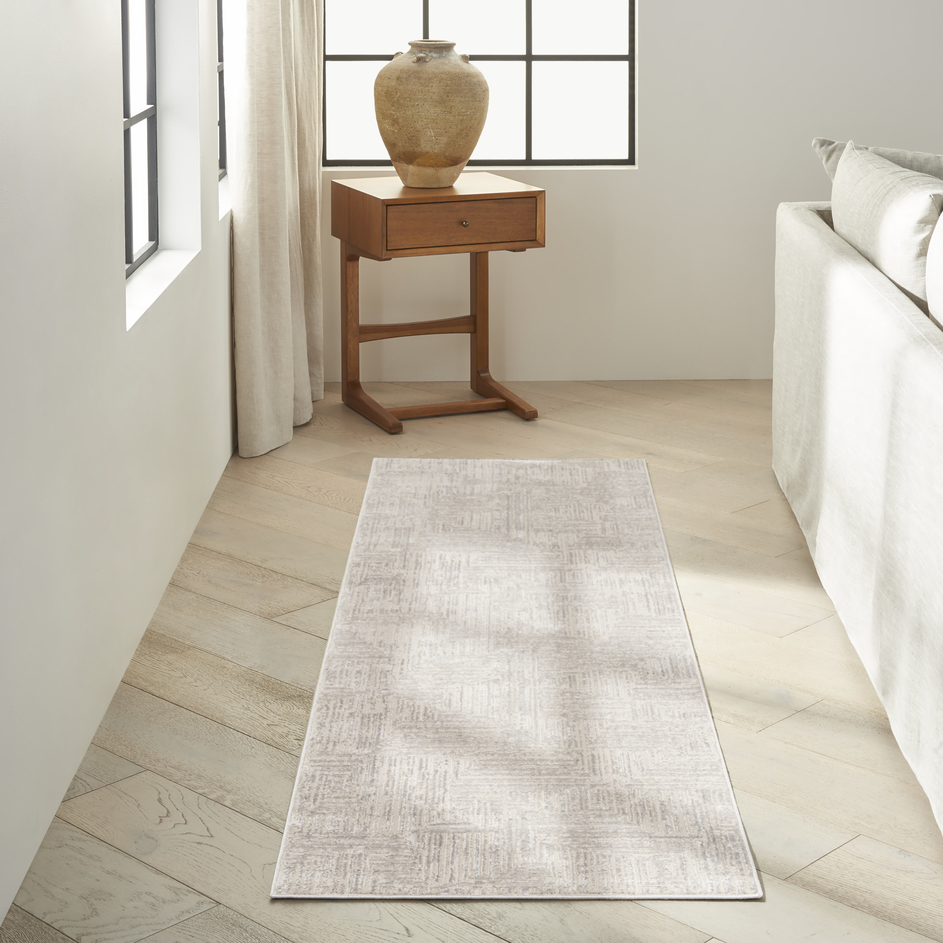 Calvin Klein CK024 Irradiant 2'3" x 7'6" Silver Modern Indoor Rug