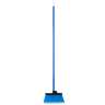 Carlisle, Duo-Sweep, 11in, Wide Light Industrial Lobby Broom, Flagged With Blue Metal Threaded Handle, Synthetic Bristles, Blue