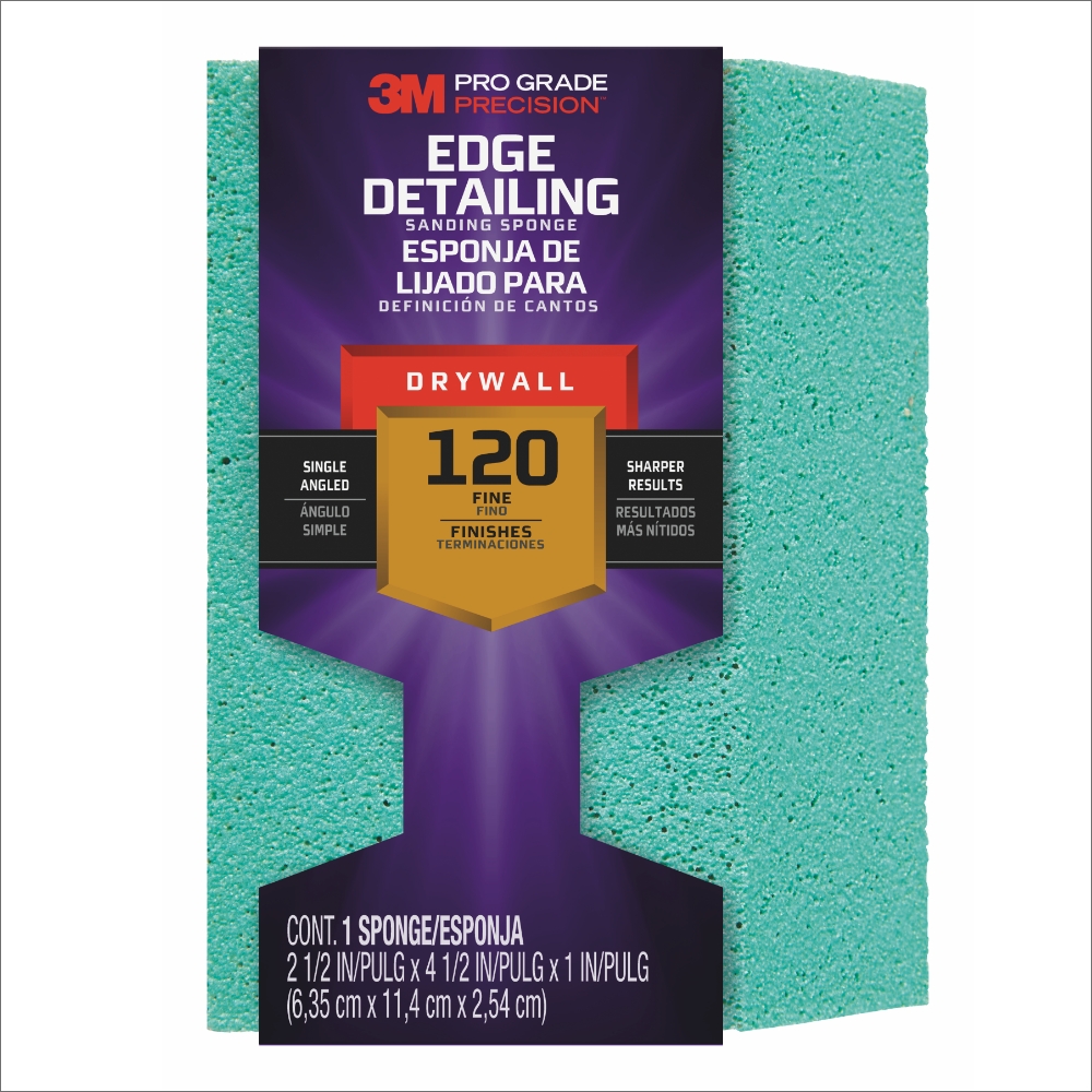 SKU 7010416413 | 3M™ Pro Grade Precision™ Drywall Edge Detailing Angled Sanding Sponge Fine grit