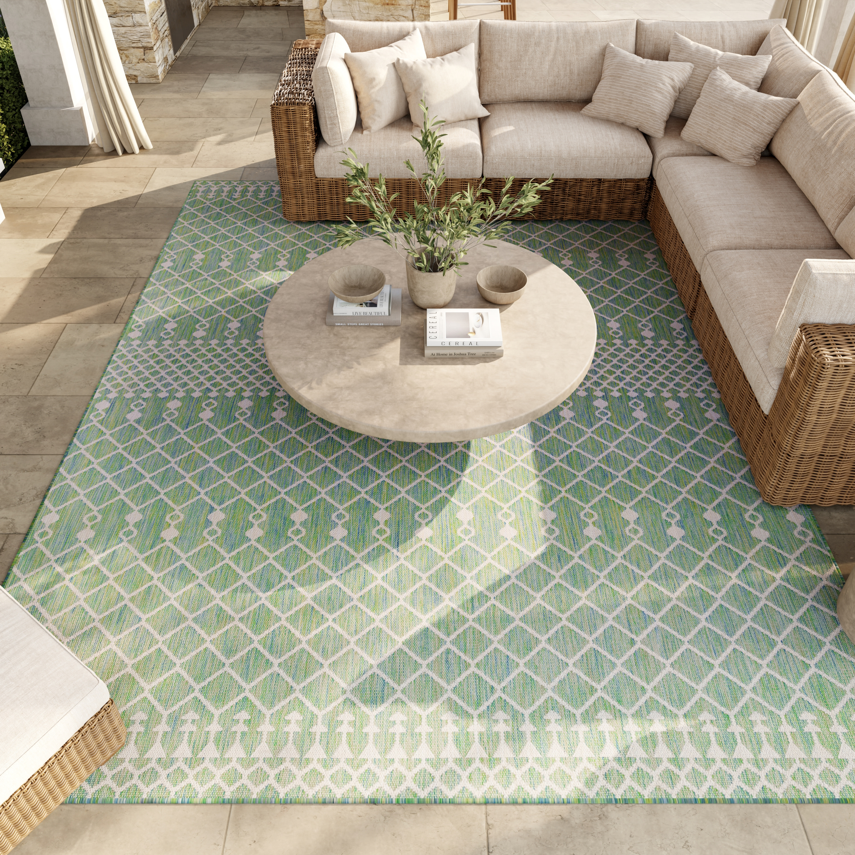 Nourison Positano 7' x 10' Blue Green Modern Rug