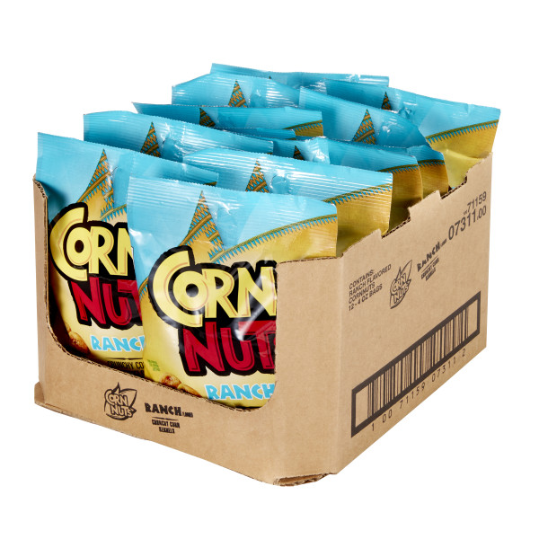 CORN NUTS Ranch Crunchy Corn Kernels Snack, 4 oz. Pack of 12 . C1RP - Front Right Pallet/Display (Hi Res)