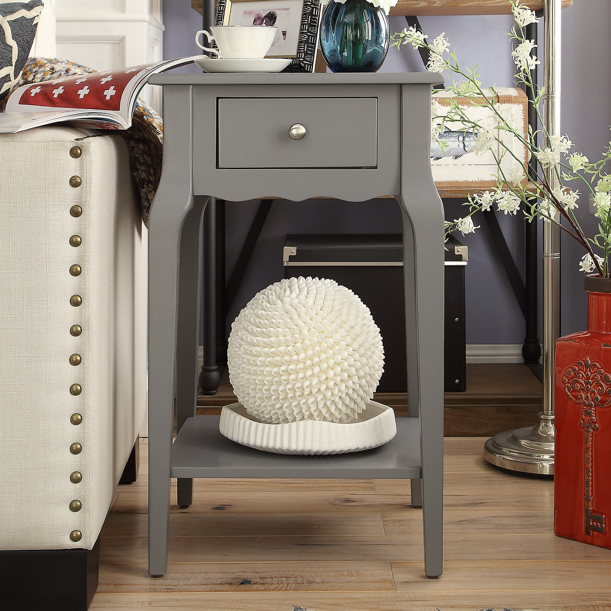 1-Drawer Wood Storage End Table
