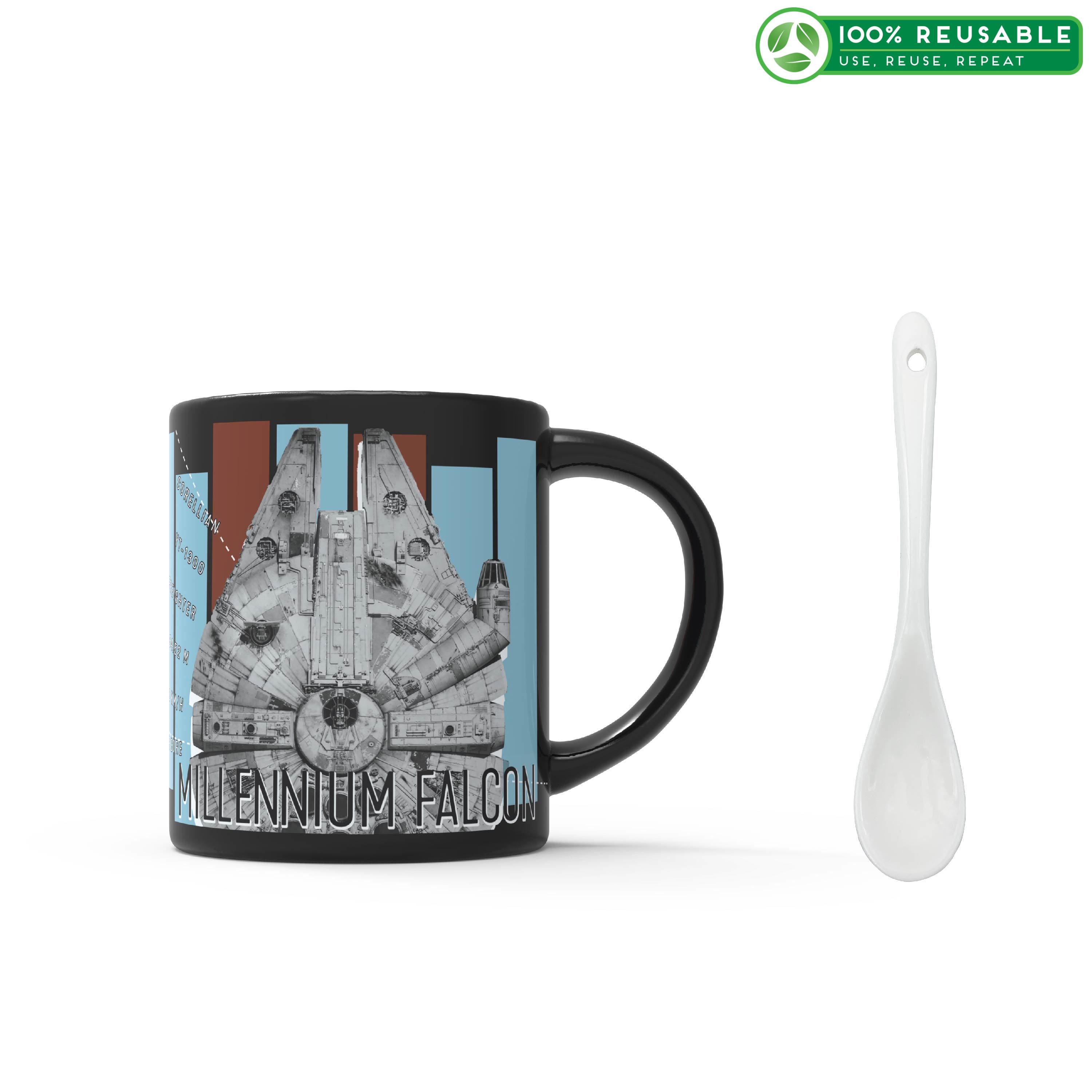 Star Wars 16 ounce Coffee Mug and Spoon, Millenium Falcon slideshow image 1 Star Wars 16 ounce Coffee Mug and Spoon, Millenium Falcon slideshow image 1