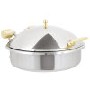 6-quart Intrigue® round stainless steel induction chafer with brass trim
