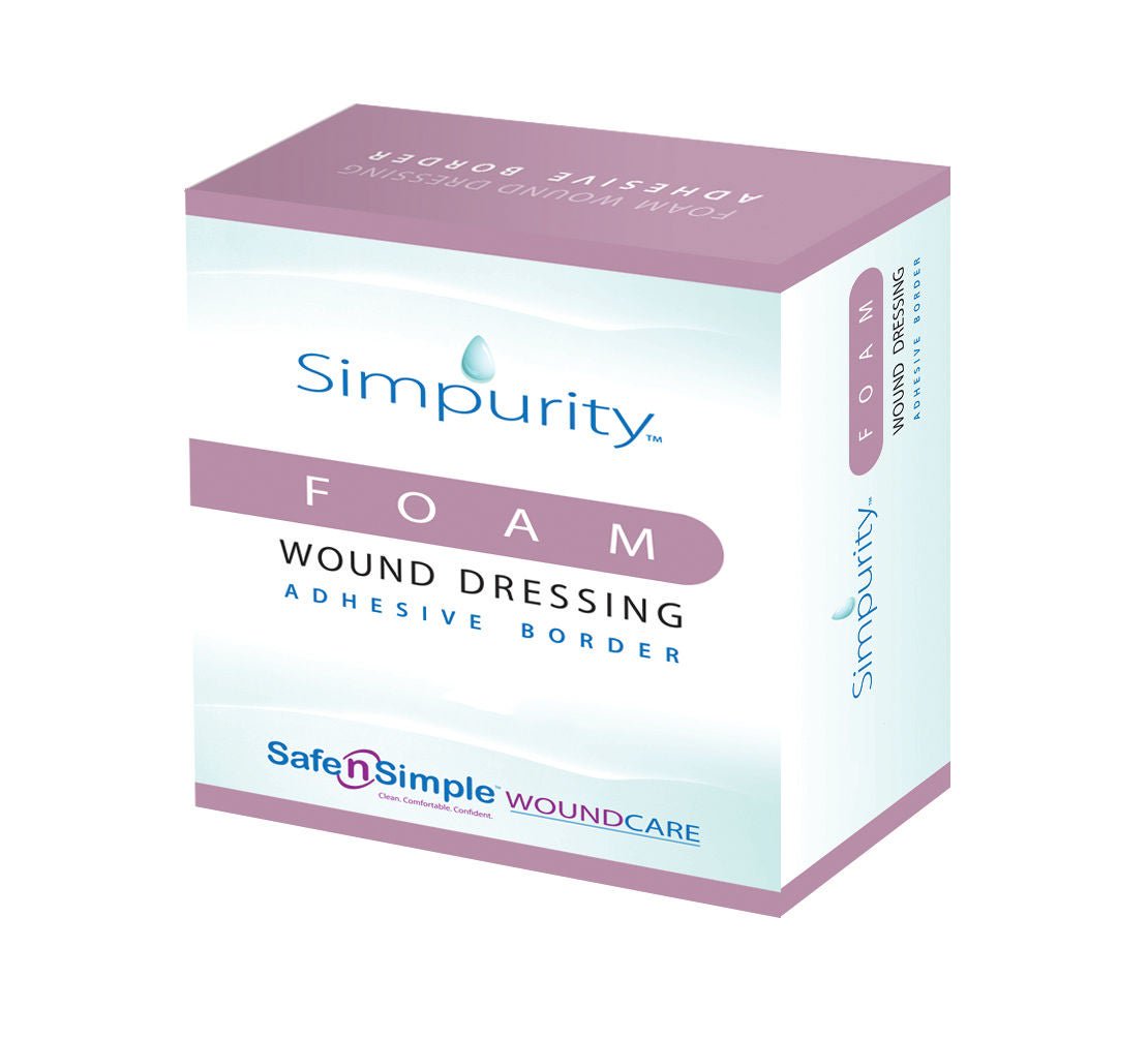 Safe N Simple DRESSING, WND FOAM W/ADH BORDER 4"X5" (12/BX 16BX/CS)