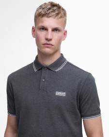 Evan Short-Sleeved Polo Shirt Asphalt Marl/White