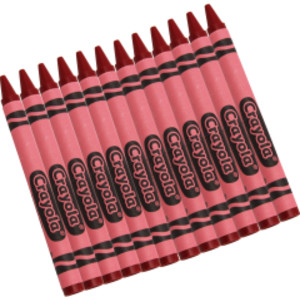 Single Color Bulk Crayons, Regular Size, Red, 12 Count