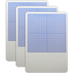 1/4" Graph Dry Erase Board, 11" x 16", Pack of 3