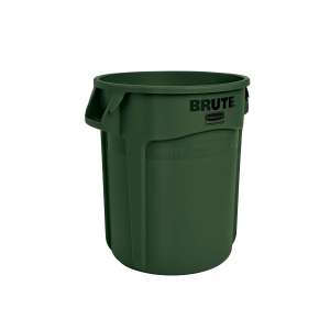 Rubbermaid Commercial, VENTED BRUTE®, 10gal, Resin, Green, Round, Receptacle