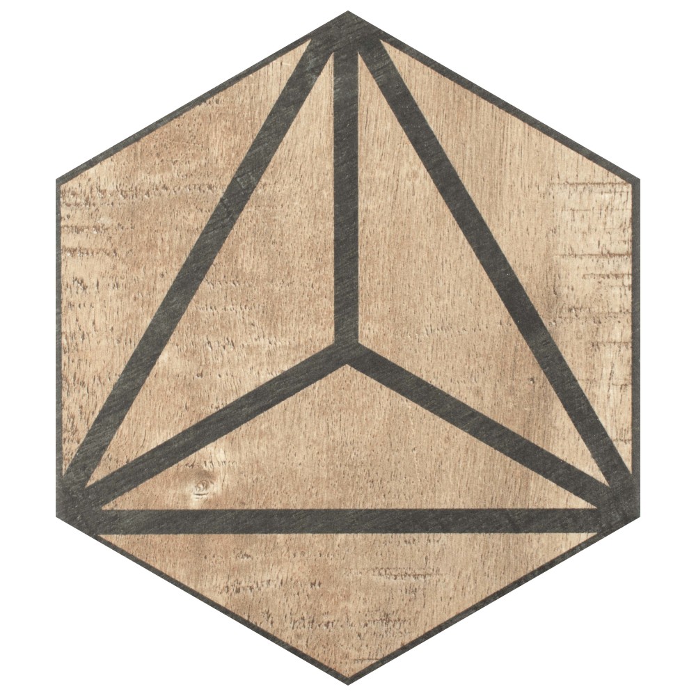 Sawnwood Tribeka Hex Brown 8-5/8 in. x 9-7/8 in. Porcelain Floor and Wall Tile