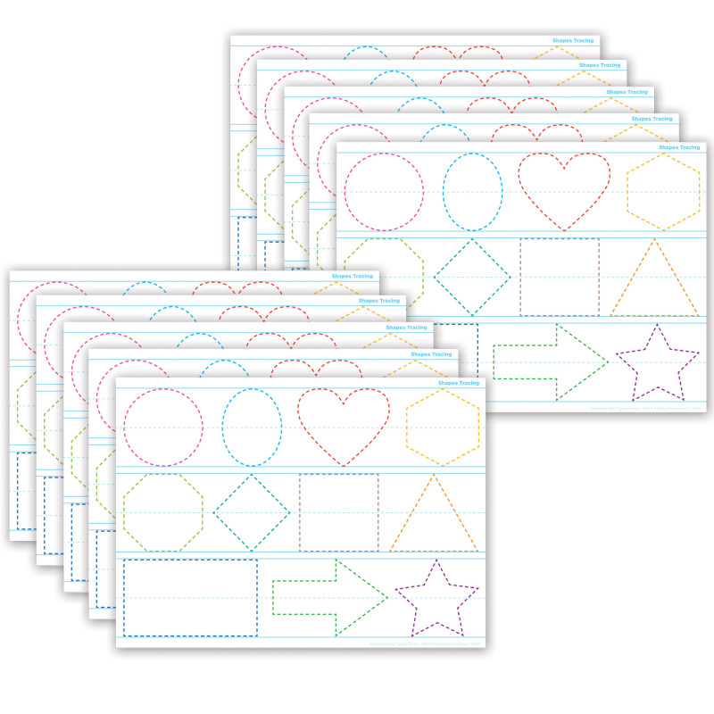 Smart Poly® PosterMat Pals™ Space Savers, 13" x 9-1/2", Shapes Tracing, Pack of 10