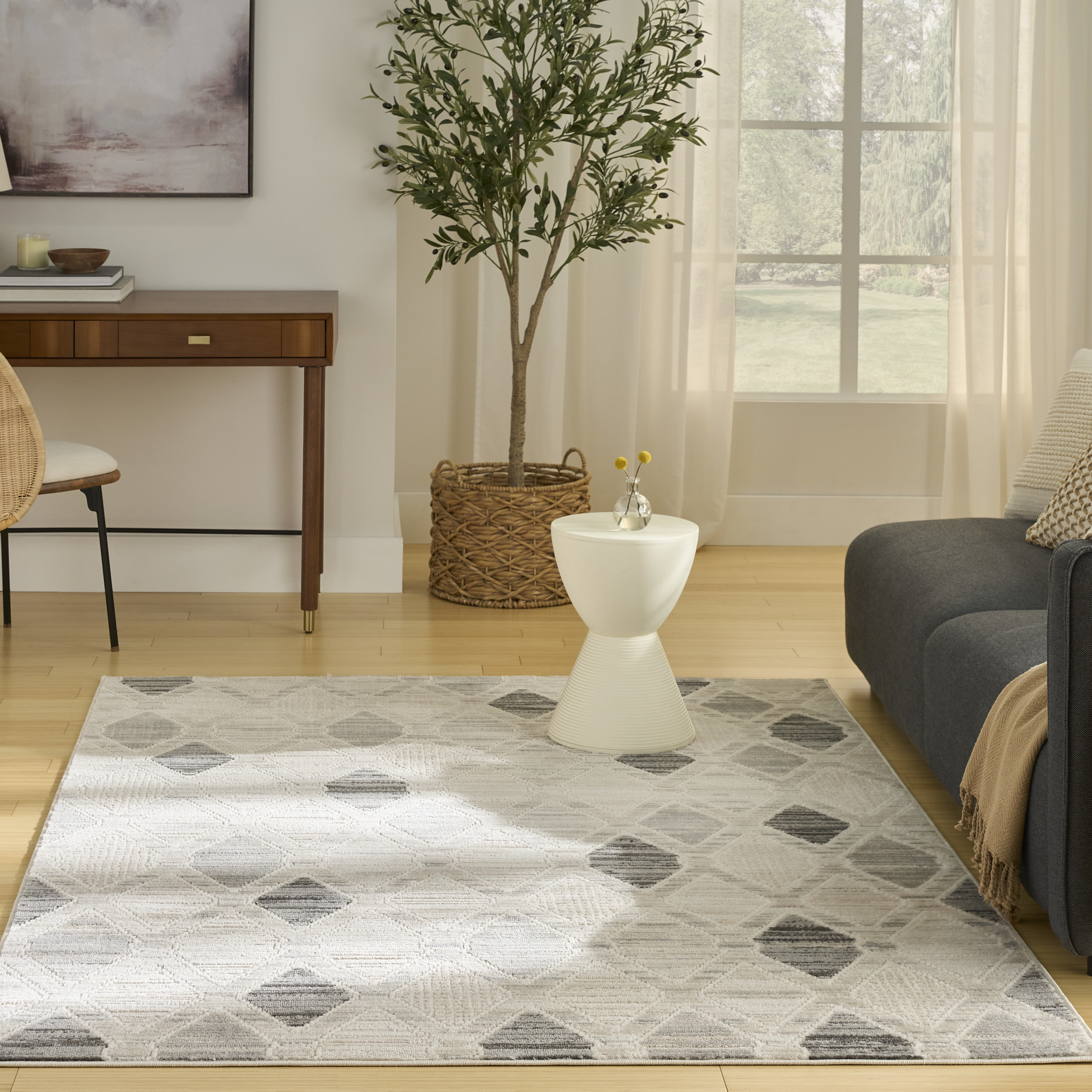 Nourison Serenity Home 6' x 9' Beige Grey Modern Indoor Rug