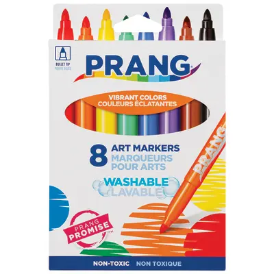 Prang Washable Art Markers, Bullet Tip, Assorted Colors, 8 Count