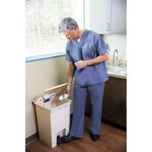 Rubbermaid Commercial, Legacy, Step-on, 12 gal, Plastic, Beige, Rectangle, Receptacle