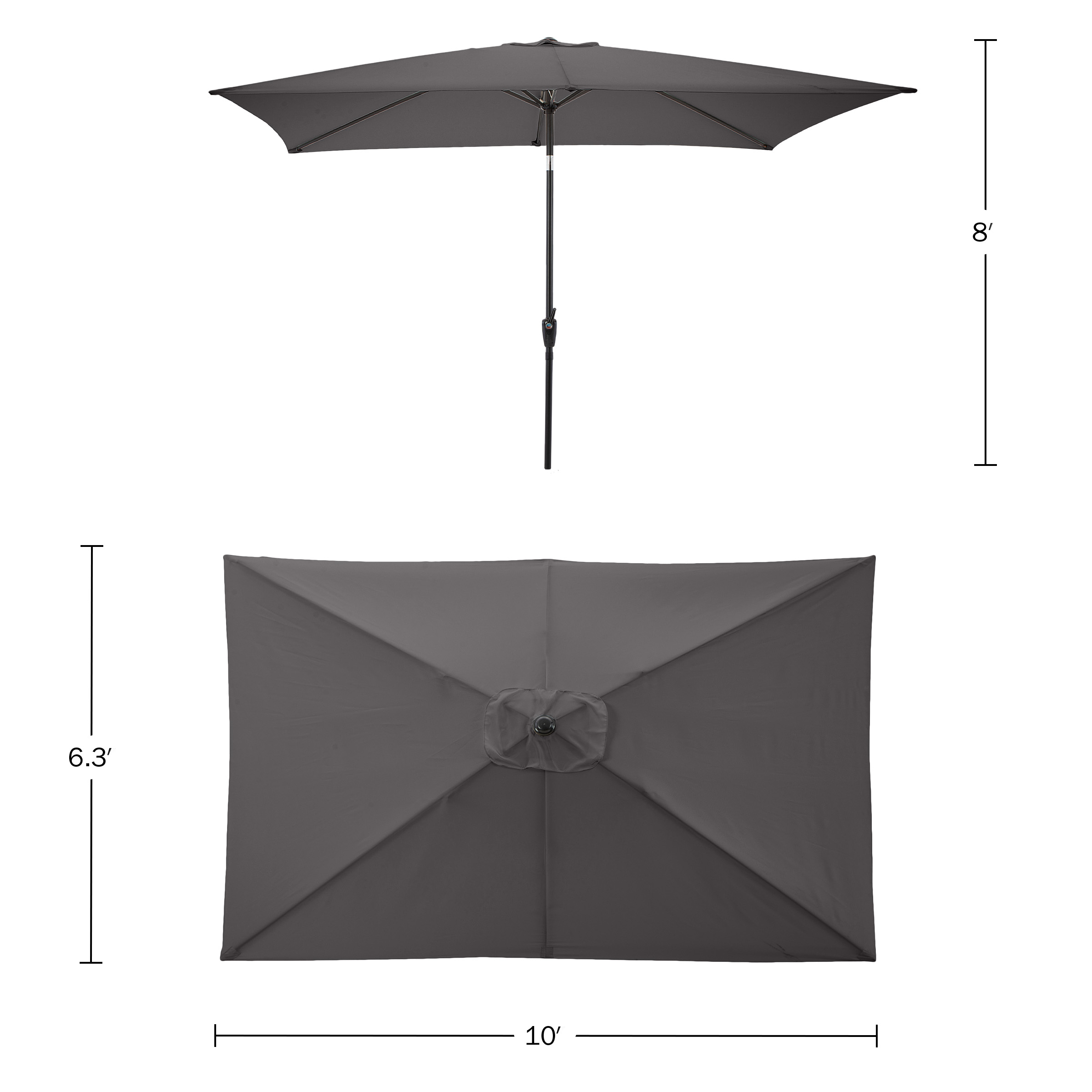 10Ft Rectangle Umbrella Easy Crank Sun Shade Push Button Tilt Pool Shade - Picture 8 of 21