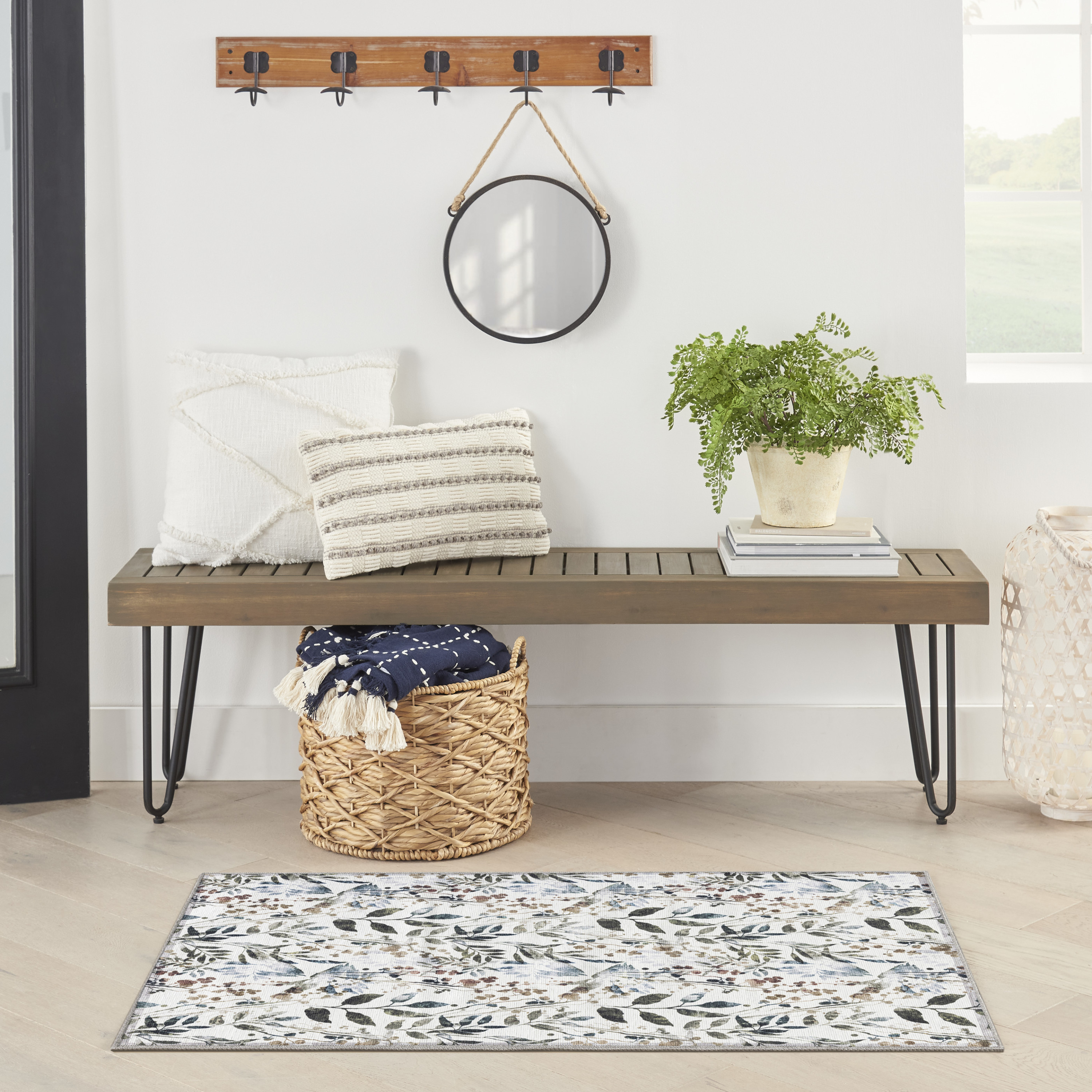 Nourison Nourison Washables 3' x 5' Ivory Multicolor Contemporary Indoor Rug