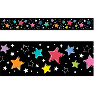 Star Bright Colorful Stars on Black EZ Border, 48 Feet