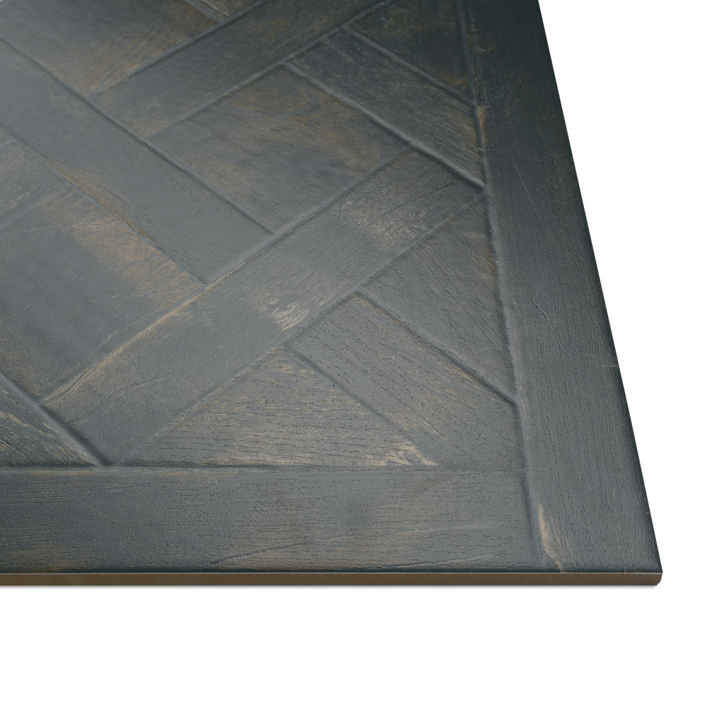 Kings Forest Lattice Black 17-5/8 in. x 17-5/8 in. Ceramic Floor and Wall Tile