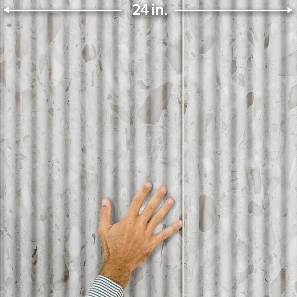 Marbilia Fluted Terrazo White 15-3/4 in. x 47-1/4 in. Porcelain Wall Tile