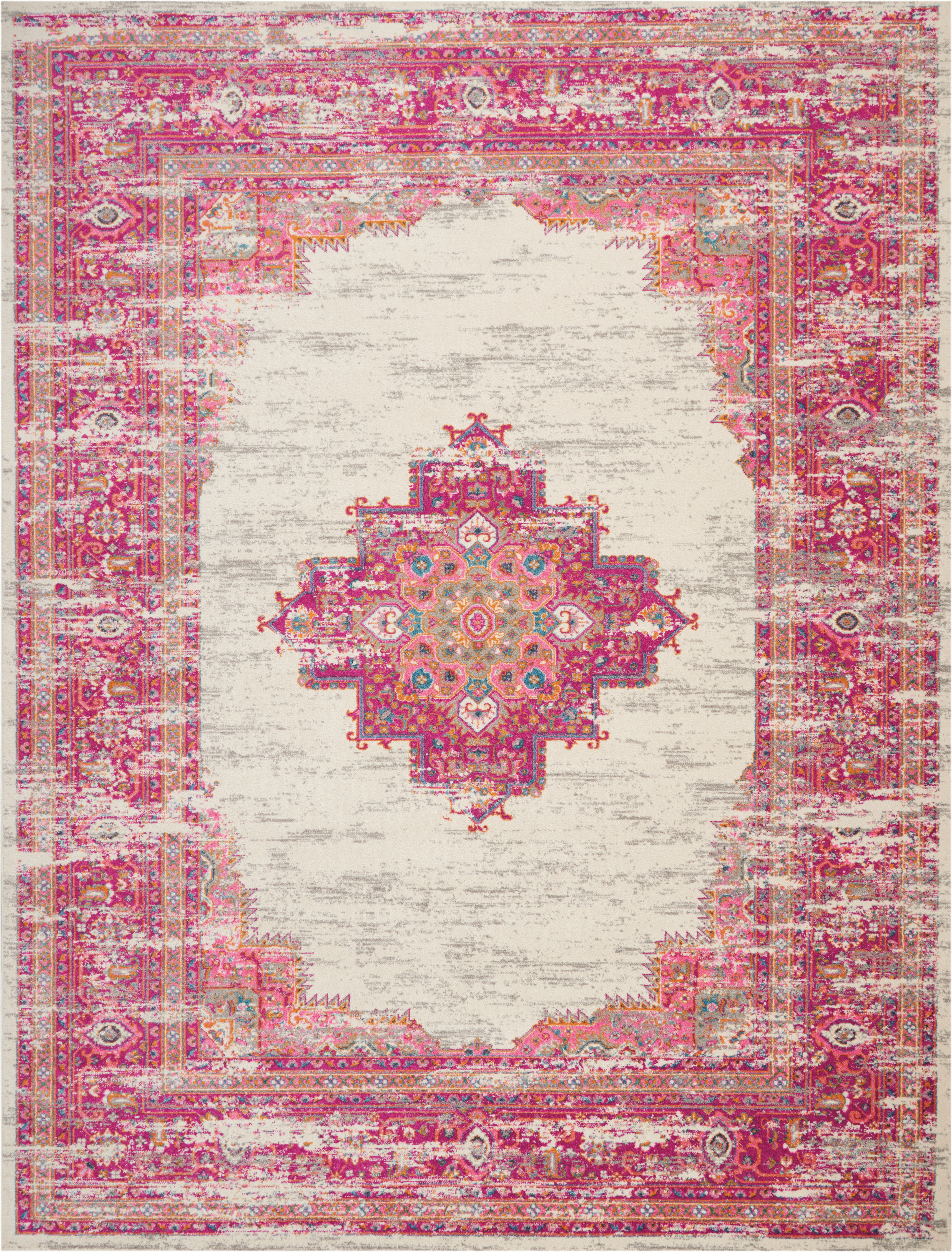 Nourison Passion 9' x 12' Ivory/Fuchsia Bohemian Indoor Rug