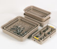 Half-size flatware soak-and-wash system with tub and Traex® open rack in cocoa