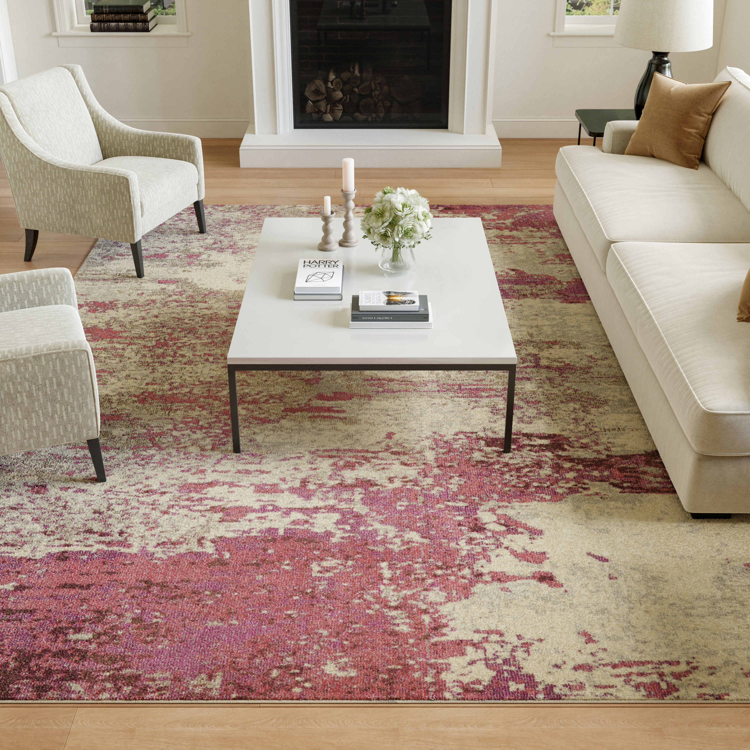 Nourison Celestial 10' x 14' Ivory Pink Modern Indoor Rug