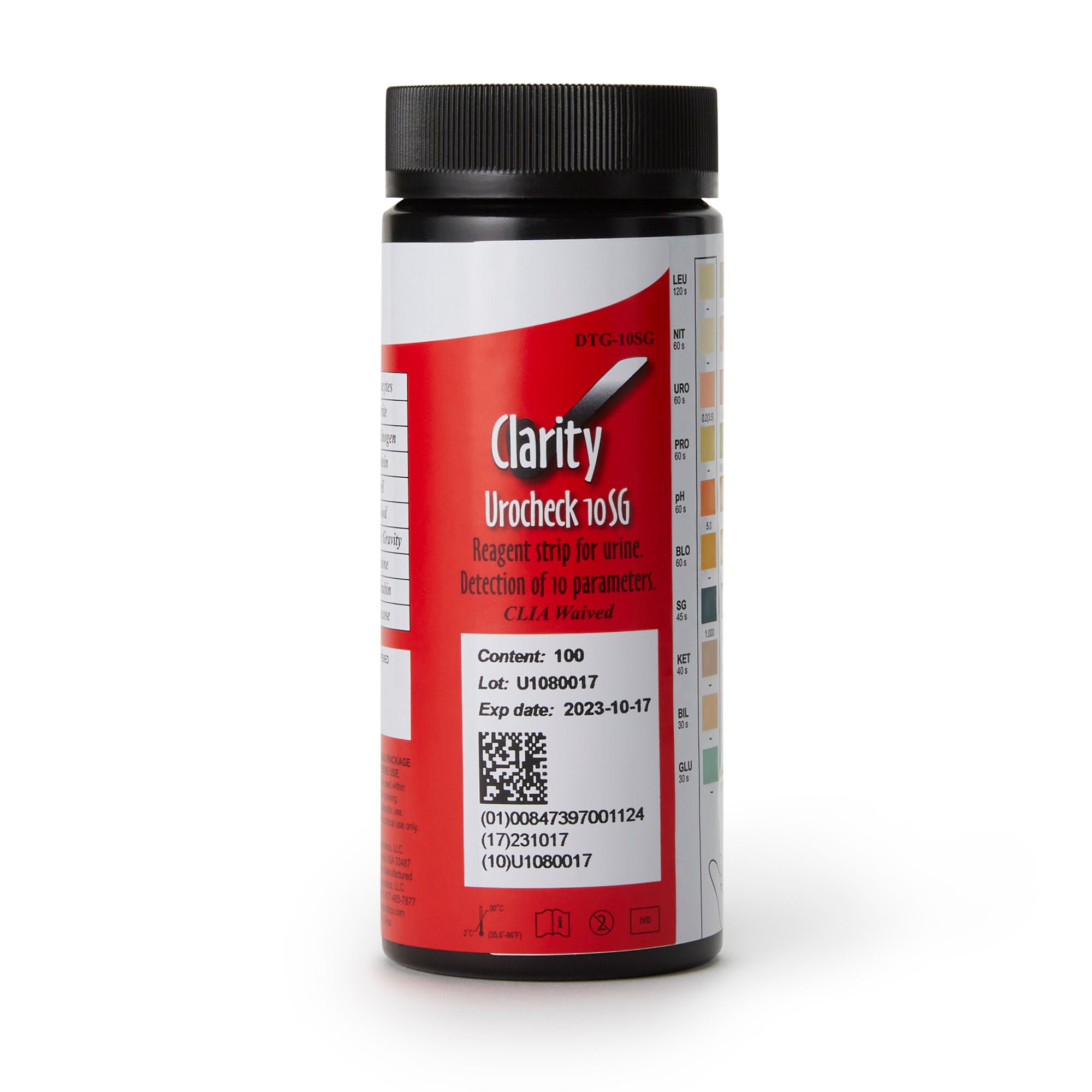 Clarity® Urocheck 10SG Urine Reagent Strips, General Chemistry tests