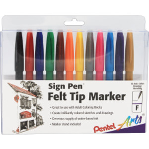 Sign Pen&reg;, Fine Point Color Markers, Assorted, Pack of 12