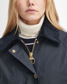Long Beadnell Waxed Jacket Navy-Classic