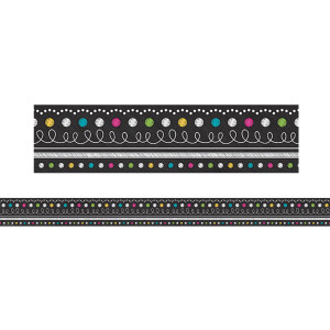 Chalkboard Brights Straight Rolled Border Trim, 50 Feet